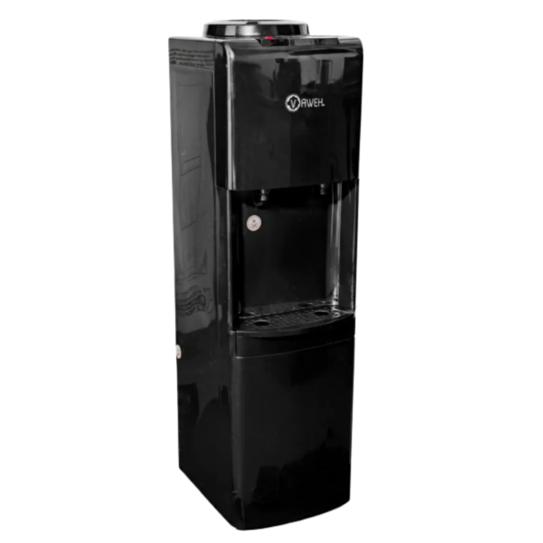Dispensador de Agua Fría y Caliente Pedestal Negro con Compresor