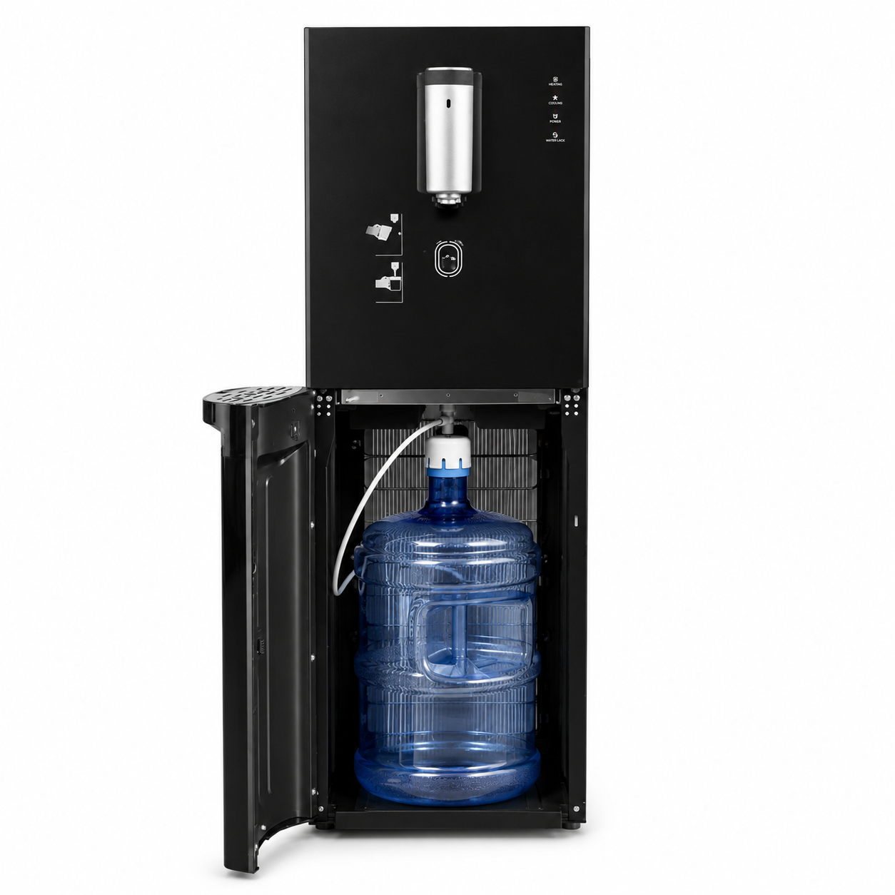 Dispensador de Agua con Bidón Oculto Negro con Contacto con Compresor