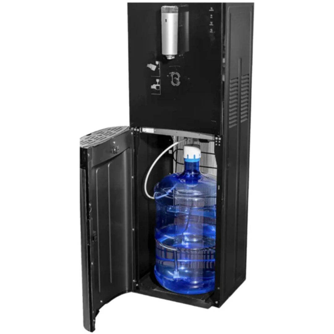 Dispensador de Agua Fría y Caliente con Bidón Oculto Negro y Compresor