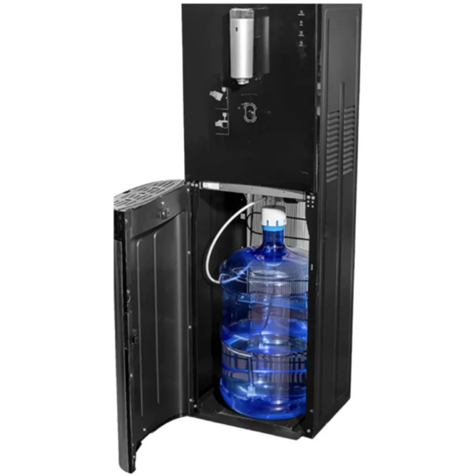 Dispensador de Agua Fría y Caliente con Bidón Oculto Negro y Compresor