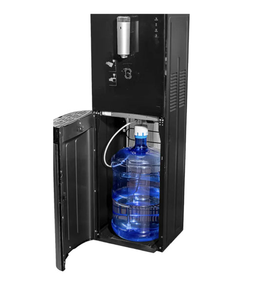 Dispensador de Agua con Bidón Oculto Negro con Contacto con Compresor - Dinamy Import