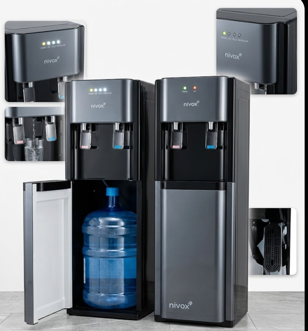 Dispensador de Agua Marca Nivox Bidón Oculto Ventilador - Dinamy Import