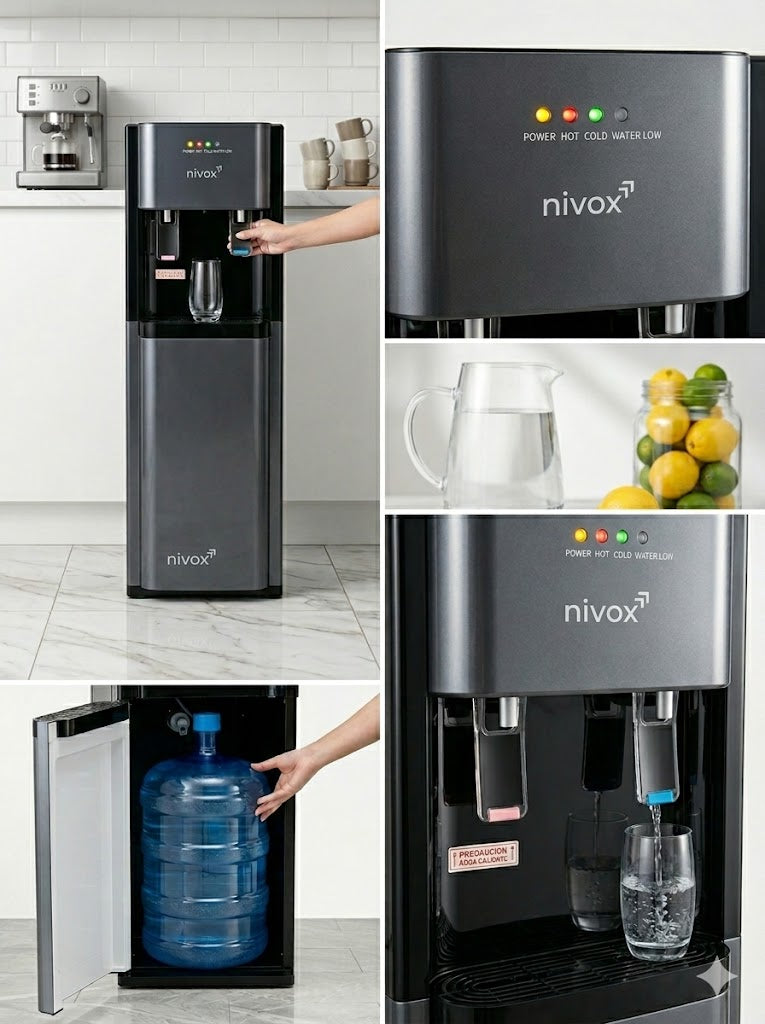 Dispensador de Agua Marca Nivox Bidón Oculto Ventilador - Dinamy Import