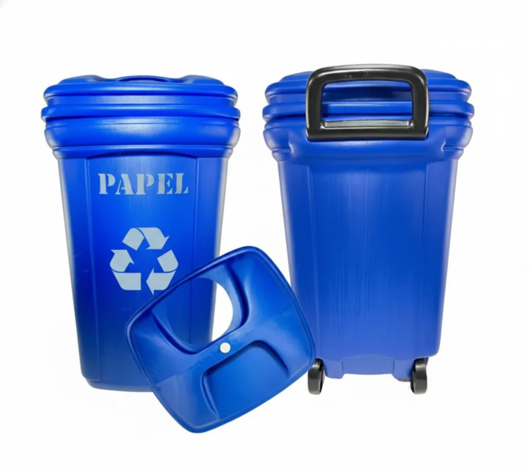 Contenedor de Basura Plástico 120 Litros con Rueda Uso Industrial / Hogar - Dinamy Import