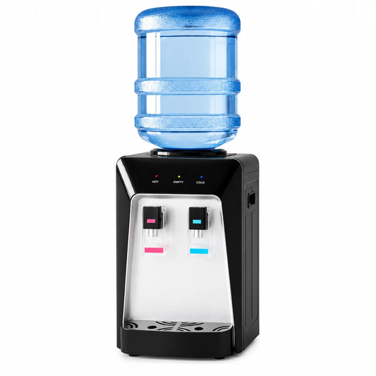 Dispensador de Agua Sobremesa Frío y Caliente Negro y Plata