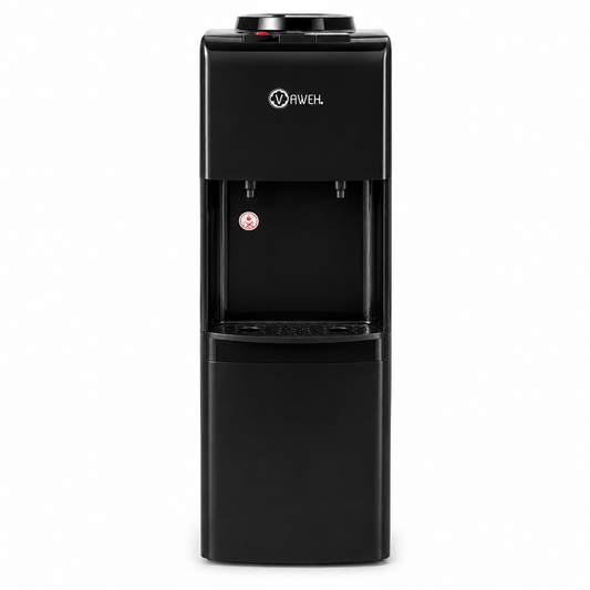 Dispensador de Agua Pedestal Negro Brillante Compresor